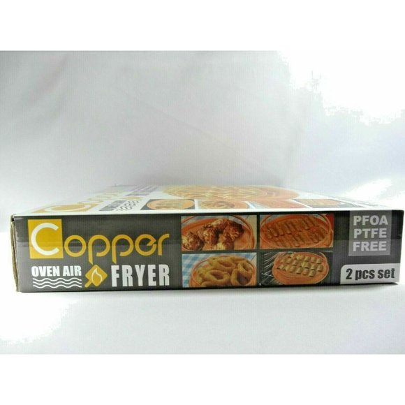 Copper Oven Air Fryer Non-Stick Circular Baking Sheet Crisper Cooking Tray 2-Pc - Picture 2 of 3